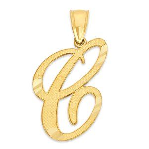 10k Real Solid Gold C Initial Necklace - Personalized Jewelry Gifts for Women